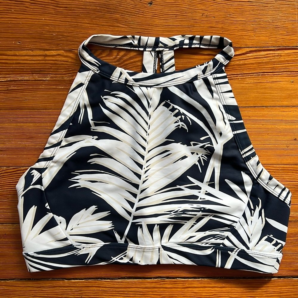 Soul x SoulCycle Retro Palm Banded Halter Sports Bra Size Large (Preowned)